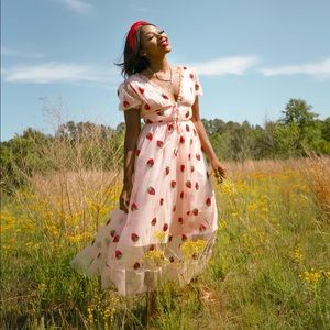 NWT Caribbean Cowgirl strawberry pink midi dress